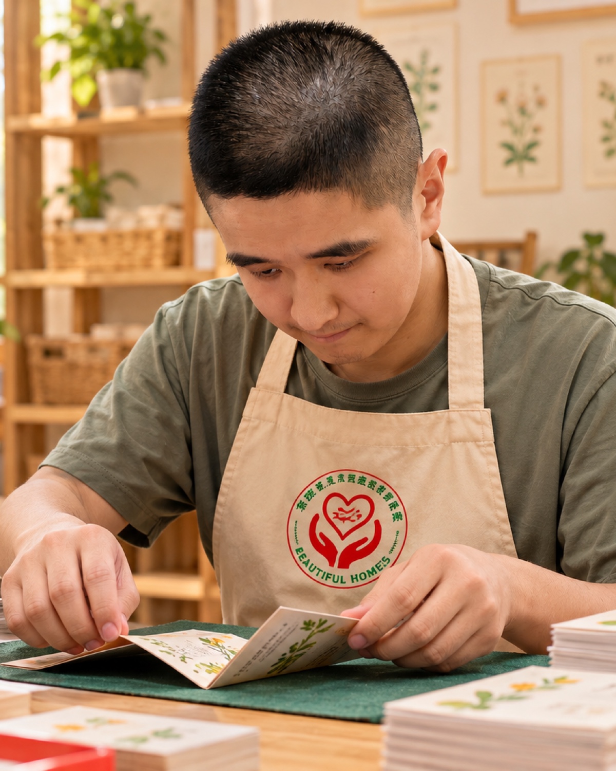 说明书折叠工序的真实工作照片